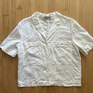 Everlane Linen White Button-Up Top